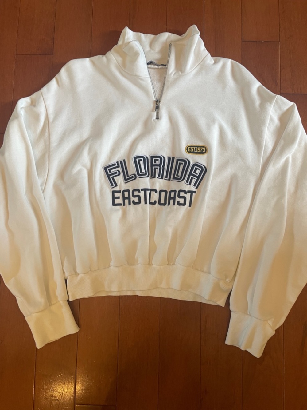 Zara Cream Florida Eastcoast Half-Zip Sweatshirt